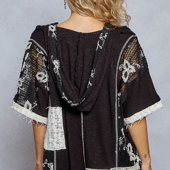 ❤️1 LG LEFT POL V-NECK RIBBED TOP HOODED - Picture 4 of 5